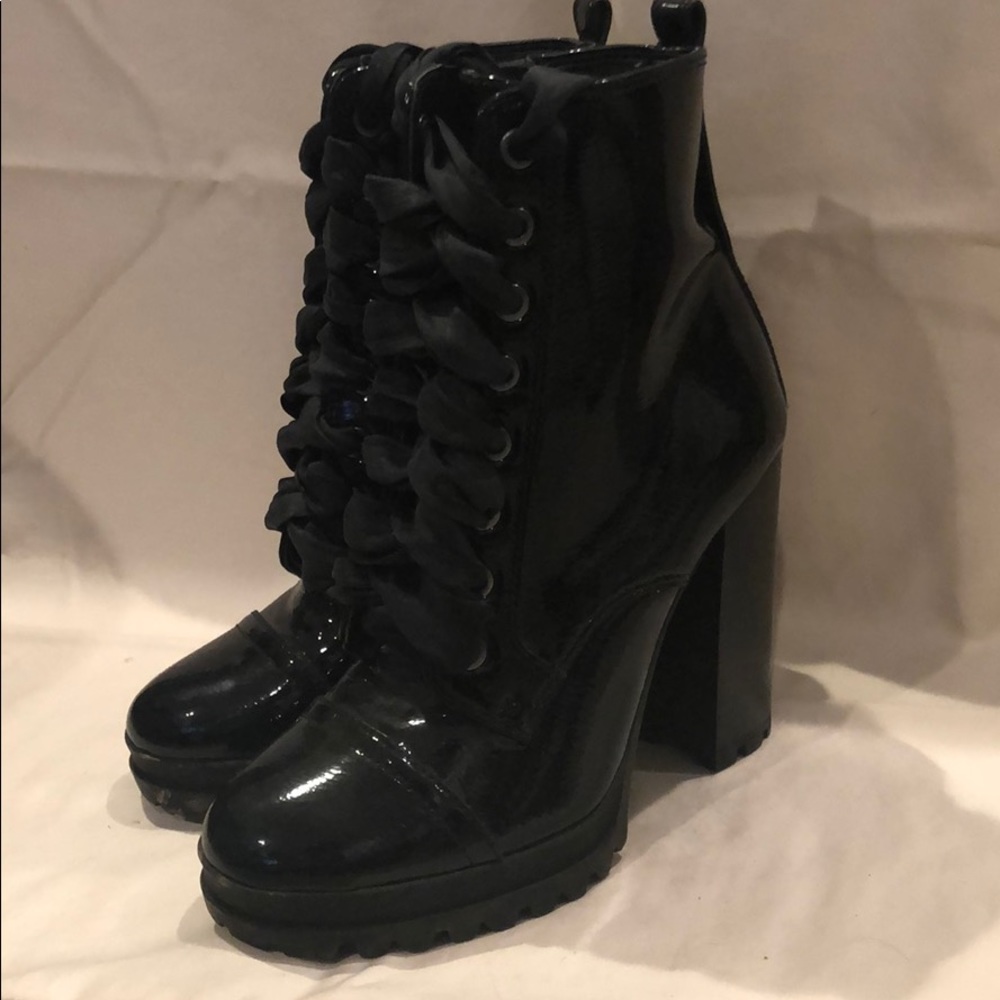 High chunky heeled boots.